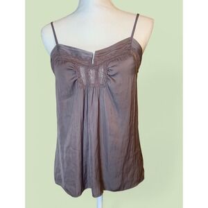 Moda International Mauve Lace Crochet Pleated Camisole Top Y2K Medium